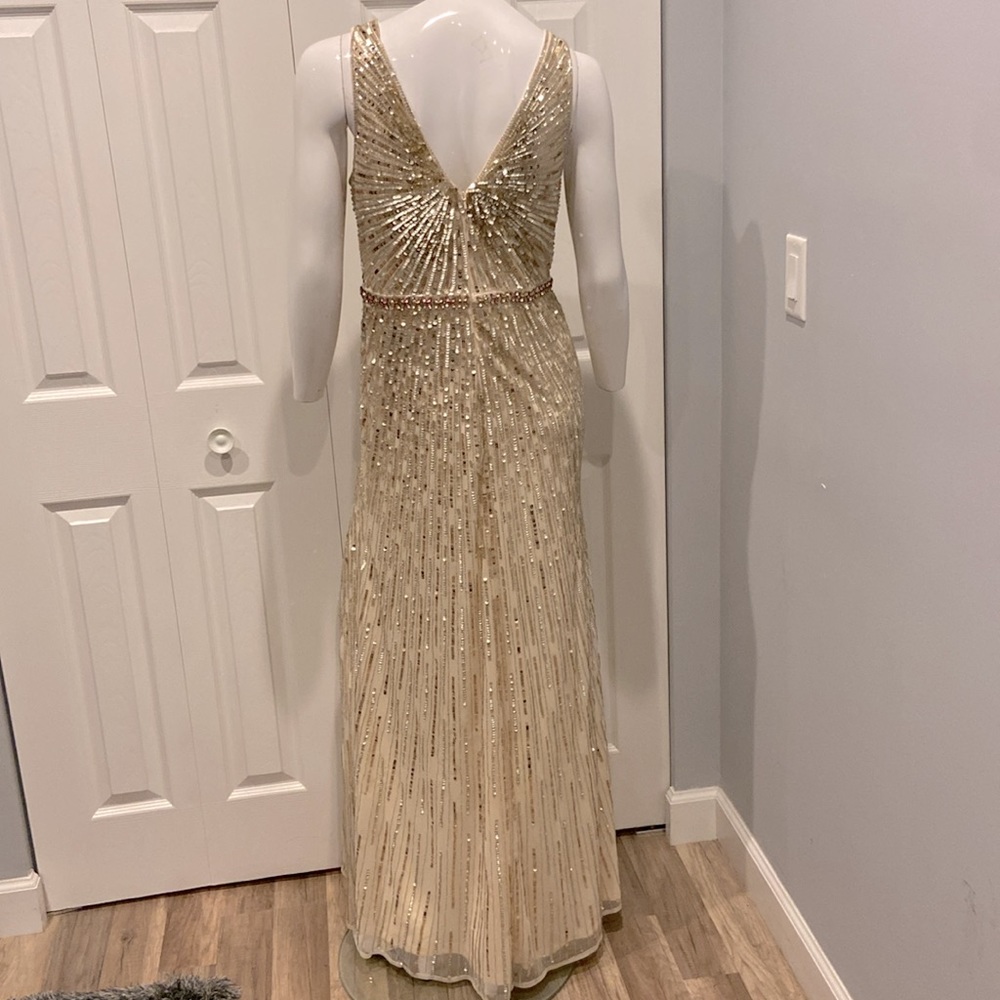 NWOT Mac Duggal cream beaded gown - Picture 12 of 14